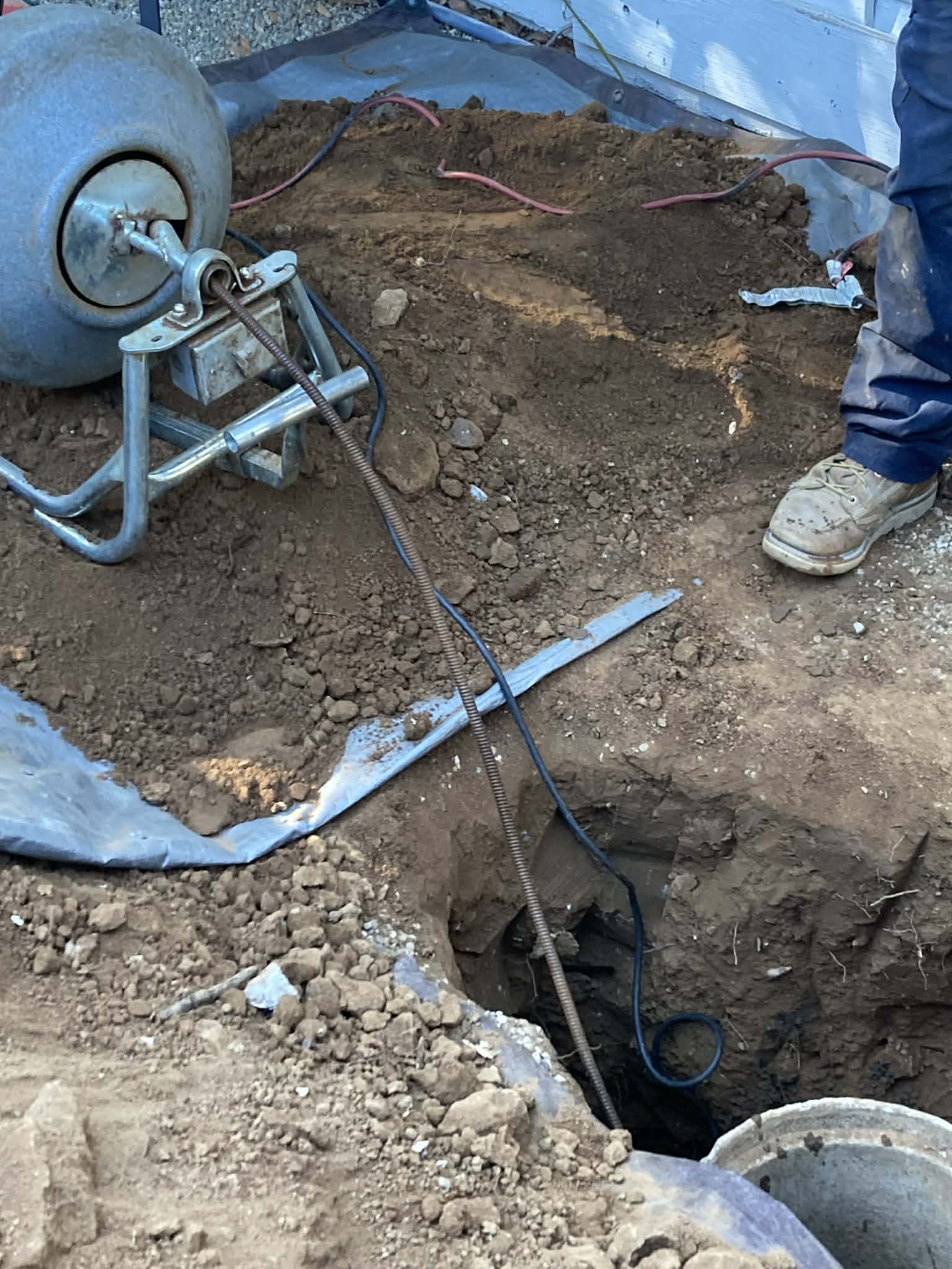 Sewer line excavation using professional auger equipment